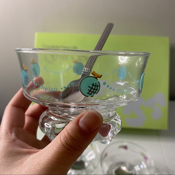 NWT SET OF 5 CUTE GLASS ICE CREAM CUPS - Picture 2 of 8